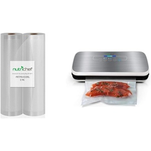 image:imageNutriChef Premium 2 Vacuum Sealer Bags  8 x 50 PKVS10BK PKVS10WT PKVS18SL PKVS18BK PKVS20STS PKVS30STS wSilver Automatic Vacuum Air Sealing System For Food Preservation wStarter Kit