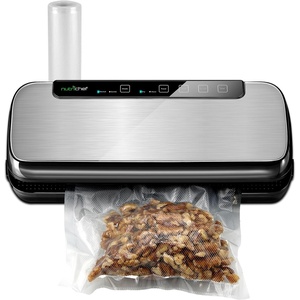 image:imageNutriChef Vacuum Sealer for Food  Automatic Electric Air Sealing Preserver System with Gentle and Normal Modes Roll Cutter Reusable Bags Meal Prep Storage Suitable for DryMoist FoodsStainless Steel