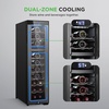 image:imageNutrichef 27 Bottle Wine Fridge  Dual Zone Adjustable Temperature Control 41F to 64F  Ultra Quiet  Wine Cooler For Home amp Office  FreeStanding 43x11x23 IN  Black
