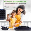 image:imageNutriChef 10Piece Nonstick Bakeware Set  Heavy Duty Carbon Steel Baking Trays wSilicone Handles  Includes Cookie Sheets 12Cup Muffin Pan Pizza amp Loaf Pan Round amp Square Pans  Easy to Clean10 Pcs Set