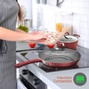 image:imageNutriChef Nonstick Kitchenware Pots amp Pans  11 Pcs Stylish Kitchen Cookware Set wElegant Lines PatternGray Inside amp Red Outside Metal  Silicone Handle PTFEPFOAPFOS Free  NCCW11RDLRed