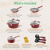 image:imageNutriChef Nonstick Kitchenware Pots amp Pans  11 Pcs Stylish Kitchen Cookware Set wElegant Lines PatternGray Inside amp Red Outside Metal  Silicone Handle PTFEPFOAPFOS Free  NCCW11RDLRed