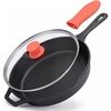 image:imageNutriChef Seasoned 12 Inch Cast Iron Skillet  Induction Cookware Frying Pan with Glass Lid  Oven Safe Non Toxic Kitchen Essentials for Home Cooking Camping Grilling and Frying10Inch 1Piece Set