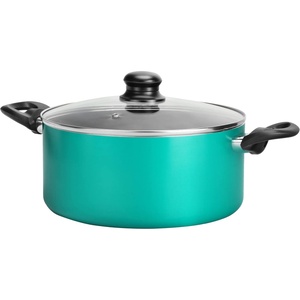 image:imageNutriChef Green Dutch Oven Pot  Stylish 444qt Ceramic Professional Kitchen Cookware Topgrade Aluminum Alloy Pan Clear Transparent Tempered Glass Lid wSteam Escape Hole Black Backlite Handles