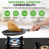 image:imageNutriChef 2Pack NonStick Crepe Pan Set 94 Marble Coated Dosa Pans with Wooden Spreaders Bakelite and Wood Handles InductionCompatible Dishwasher Safe Even Heat Distribution Black MarbleBlack