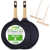 image:imageNutriChef 2Pack NonStick Crepe Pan Set 94 Marble Coated Dosa Pans with Wooden Spreaders Bakelite and Wood Handles InductionCompatible Dishwasher Safe Even Heat Distribution Black MarbleBlack