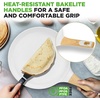 image:imageNutriChef 2Pack NonStick Crepe Pan Set 94 Marble Coated Dosa Pans with Wooden Spreaders Bakelite and Wood Handles InductionCompatible Dishwasher Safe Even Heat Distribution Black MarbleCream