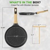 image:imageNutriChef 2Pack NonStick Crepe Pan Set 94 Marble Coated Dosa Pans with Wooden Spreaders Bakelite and Wood Handles InductionCompatible Dishwasher Safe Even Heat Distribution Black MarbleBlack