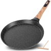 image:imageNutriChef 2Pack NonStick Crepe Pan Set 94 Marble Coated Dosa Pans with Wooden Spreaders Bakelite and Wood Handles InductionCompatible Dishwasher Safe Even Heat Distribution Black MarbleBlack