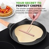 image:imageNutriChef 2Pack NonStick Crepe Pan Set 94 Marble Coated Dosa Pans with Wooden Spreaders Bakelite and Wood Handles InductionCompatible Dishwasher Safe Even Heat Distribution Black MarbleBlack
