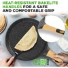 image:imageNutriChef 2Pack NonStick Crepe Pan Set 94 Marble Coated Dosa Pans with Wooden Spreaders Bakelite and Wood Handles InductionCompatible Dishwasher Safe Even Heat Distribution Black MarbleBlack