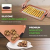 image:imageNutriChef 5 Piece Baking Pan Set Nonstick Carbon Steel Bakeware Pans Stackable Baking Trays Kitchen Bake Cookie Sheet for Oven with Silicone Handles PFOA PFOS PTFE Free