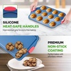 image:imageNutriChef 8Piece NonStick Baking Tray Set OvenSafe Bakeware Trays with Cookie Sheet Loaf Pan Pizza Pan Muffin Tin Cake Tin Durable Carbon Steel Baking Set with Red Silicone Handles  Blue