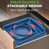 image:imageNutriChef 8Piece NonStick Baking Tray Set OvenSafe Bakeware Trays with Cookie Sheet Loaf Pan Pizza Pan Muffin Tin Cake Tin Durable Carbon Steel Baking Set with Red Silicone Handles  Blue