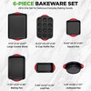 image:imageNutriChef Baking Trays Sets for Oven Non Stick 6 Piece Oven Tray Set Includes Bakeware Cookie Sheets Pan Loaf Pan Muffin Tins Cake Tin Black wRed Silicone Handles