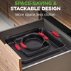 image:imageNutriChef Baking Trays Sets for Oven Non Stick 6 Piece Oven Tray Set Includes Bakeware Cookie Sheets Pan Loaf Pan Muffin Tins Cake Tin Black wRed Silicone Handles