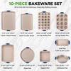 image:imageNutriChef Kitchen Oven Baking Pans  Deluxe Nonstick Gold Coating Inside amp Outside Carbon Steel Bakeware Set With Blue Silicone Handles Durable amp Reliable Cookie Sheet Oven Pan Style10 Piece Set