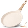 image:imageNutriChef 2Pack NonStick Crepe Pan Set 94 Marble Coated Dosa Pans with Wooden Spreaders Bakelite and Wood Handles InductionCompatible Dishwasher Safe Even Heat Distribution Black MarbleCream