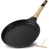 image:imageNutriChef 2Pack NonStick Crepe Pan Set 94 Marble Coated Dosa Pans with Wooden Spreaders Bakelite and Wood Handles InductionCompatible Dishwasher Safe Even Heat Distribution Black MarbleBlack
