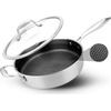 image:imageNutriChef 10 NonStick Stainless Steel Frying Pan with Lid Triply Stainless Steel Cookware Etched NonStick Coating Oven amp Induction Safe Premium Stainless Steel Frying Pan PFOAPFOS FreeStainless Steel