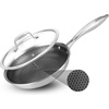 image:imageNutriChef 10 NonStick Stainless Steel Frying Pan with Lid Triply Stainless Steel Cookware Etched NonStick Coating Oven amp Induction Safe Premium Stainless Steel Frying Pan PFOAPFOS FreeStainless Steel