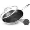 image:imageNutriChef 10 NonStick Stainless Steel Frying Pan with Lid Triply Stainless Steel Cookware Etched NonStick Coating Oven amp Induction Safe Premium Stainless Steel Frying Pan PFOAPFOS FreeStainless Steel