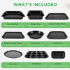 image:image10Piece Nonstick Bakeware Set  PFOA PFOS PTFE Free Food Grade Safe Carbon Steel Baking Tray Set  Oven Safe Up to 446F Pizza Loaf Muffin RoundSquare Pans Cookie Sheet Etc  NutriChef NCBS10SOnyx