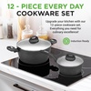 image:imageNutriChef 12Piece Nonstick Kitchen Cookware Set  Professional Hard Anodized Includes Saucepan Frying Pans Cooking Pots Dutch Oven Pot Lids Utensils  NCCW12S BlackBlack