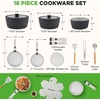 image:imageNutriChef 18Piece Ceramic Cookware Set with Detachable Handles Non Stick Pots and Pans PTFEFree Natural Ceramic Coating SpaceSaving Design Oven amp Stove Safe Includes Utensils GreenGray