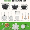 image:imageNutriChef 18Piece Ceramic Cookware Set with Detachable Handles Non Stick Pots and Pans PTFEFree Natural Ceramic Coating SpaceSaving Design Oven amp Stove Safe Includes Utensils GreenBlue