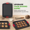 image:imageNutriChef Baking Moulds Set of 8  Casserole Dish Bread Baking Tray Baking Tray Muffin Baking Tin Blue Cake Tin Round amp Square Stackable amp NonStick Dishwasher Safe Oven Safe up to 230 CRedBlack