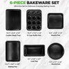 image:imageNutriChef Nonstick Baking Pans Set 6Piece Bakeware Oven Trays Cookie Sheets Muffin and Loaf Pans Dishwasher Safe Black