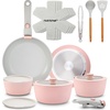 image:imageNutriChef 12Piece Nonstick Kitchen Cookware Set  Professional Hard Anodized Includes Saucepan Frying Pans Cooking Pots Dutch Oven Pot Lids Utensils  NCCW12S BlackPink