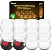image:imageNutriChef 15 oz Stemless Crystal Wine Glasses Set of 12 Elegant Glasses for Red or White Wine UltraThin LeadFree Dishwasher Safe Seamless Bowl Design for Dining Parties amp BarsElegant