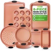image:imageNutriChef Baking Moulds Set of 8 NonStick with Silicone Handles Stackable and Dishwasher Safe for Cakes Muffins Bread and Springform Tin Ideal for Hobby Bakers Families and Parties