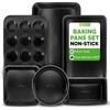 image:imageNutriChef Nonstick Baking Pans Set 6Piece Bakeware Oven Trays Cookie Sheets Muffin and Loaf Pans Dishwasher Safe Black