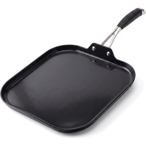 image:imageNutriChef 11Inch Square Griddle Pan  Nonstick with Induction Base  2layer nonstick coating riveted cast iron handle with silicone grip induction compatible PFOA and leadfreeSquare flat griddle pan black