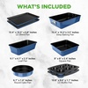 image:imageNutriChef 8 Piece Nonstick Bakeware Set  Carbon Steel Baking Pans for Oven  Includes Sheet Pan Muffin Loaf Round and Square Cake Pan  Dishwasher Safe Stackable Design Oven Safe up to 446FAzul