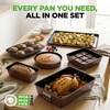 image:imageNutriChef 8 Piece Nonstick Bakeware Set  Carbon Steel Baking Pans for Oven  Includes Sheet Pan Muffin Loaf Round and Square Cake Pan  Dishwasher Safe Stackable Design Oven Safe up to 446FBrown