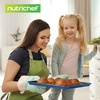 image:imageNutriChef 8 Piece Nonstick Bakeware Set  Carbon Steel Baking Pans for Oven  Includes Sheet Pan Muffin Loaf Round and Square Cake Pan  Dishwasher Safe Stackable Design Oven Safe up to 446FAzul