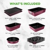 image:imageNutriChef 8 Piece Nonstick Bakeware Set  Carbon Steel Baking Pans for Oven  Includes Sheet Pan Muffin Loaf Round and Square Cake Pan  Dishwasher Safe Stackable Design Oven Safe up to 446FPurple