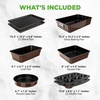image:imageNutriChef 8 Piece Nonstick Bakeware Set  Carbon Steel Baking Pans for Oven  Includes Sheet Pan Muffin Loaf Round and Square Cake Pan  Dishwasher Safe Stackable Design Oven Safe up to 446FBrown