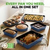 image:imageNutriChef 8 Piece Nonstick Bakeware Set  Carbon Steel Baking Pans for Oven  Includes Sheet Pan Muffin Loaf Round and Square Cake Pan  Dishwasher Safe Stackable Design Oven Safe up to 446FAzul