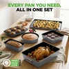 image:imageNutriChef 8 Piece Nonstick Bakeware Set  Carbon Steel Baking Pans for Oven  Includes Sheet Pan Muffin Loaf Round and Square Cake Pan  Dishwasher Safe Stackable Design Oven Safe up to 446FGray
