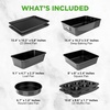 image:imageNutriChef 8 Piece Nonstick Bakeware Set  Carbon Steel Baking Pans for Oven  Includes Sheet Pan Muffin Loaf Round and Square Cake Pan  Dishwasher Safe Stackable Design Oven Safe up to 446FBlack