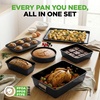 image:imageNutriChef 8 Piece Nonstick Bakeware Set  Carbon Steel Baking Pans for Oven  Includes Sheet Pan Muffin Loaf Round and Square Cake Pan  Dishwasher Safe Stackable Design Oven Safe up to 446FBlack