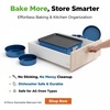 image:imageNutriChef 8 Piece Nonstick Bakeware Set  Carbon Steel Baking Pans for Oven  Includes Sheet Pan Muffin Loaf Round and Square Cake Pan  Dishwasher Safe Stackable Design Oven Safe up to 446FAzul