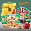 image:imageNutriChef 10Piece Glass Food Containers  Stackable Superior Glass Mealprep Storage Containers Newly Innovated Leakproof Locking Lids wAir Hole FreezertoOvenSafe BlueWave