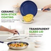 image:imageNutriChef 12 Fry Pan With Lid  Large Skillet Nonstick Frying Pan with Silicone Handle Ceramic Coating Blue Silicone Handle StainResistant Easy To Clean Professional Home Cookware