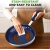 image:imageNutriChef 12 Fry Pan With Lid  Large Skillet Nonstick Frying Pan with Silicone Handle Ceramic Coating Blue Silicone Handle StainResistant Easy To Clean Professional Home Cookware